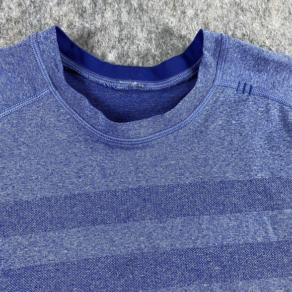 Lululemon Metal Vent Tech T-Shirt Men's Small Blue Stretch Gym Train Striped - Picture 4 of 10
